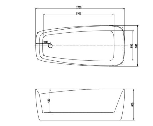 Ванна акриловая Aquatek ПАОЛА AQ-190778 170х80 отдельностоящая прямоугольная с ножками - фото 2