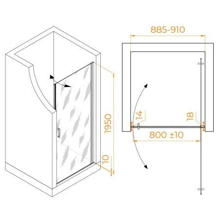 Душевая дверь RGW Leipzig 351200309-24 90х195 стекло матовое профиль черный