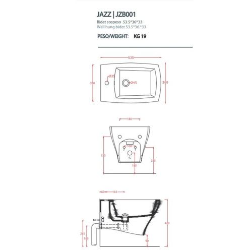 Биде подвесное Artceram JAZZ JZB001 05 00 bi matt*1 цвет белый - фото 2