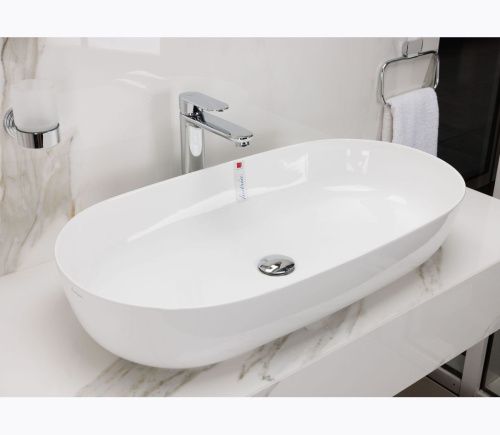 Раковина из сантехнического фаянса Hatria HAPPY HOUR Y8AL01 80х40 накладная цвет белый - фото 2