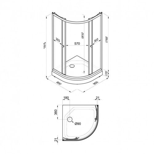 Душевой уголок Тритон Стандарт Щ0000061805 90х90 стекло с рисунком профиль белый с поддоном - фото 2