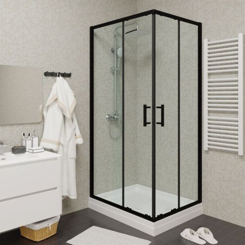 Душевой уголок Parly ZQ121B 120х80 стекло прозрачное профиль черный с поддоном - фото 4