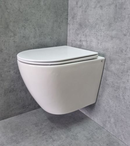 Унитаз подвесной CeramaLux TR2196 белый с сиденьем микролифт смыв торнадо - фото 2