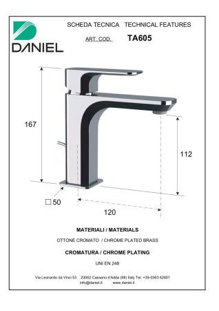 Смеситель Daniel Tiara TA605-15 на раковину черный