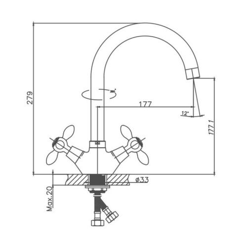 Смеситель для кухни Cron CN4627 на мойку хром - фото 3