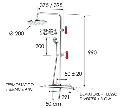 Душевая стойка Remer Elegance EQ37330FG настенная цвет хром - фото 2