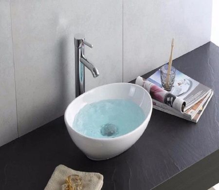 Раковина из сантехнического фаянса CeramaLux 7138 40х30 накладная цвет белый без отверстий под смеситель