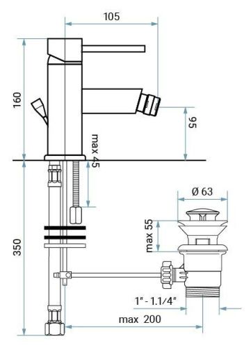 Смеситель Emmevi Piper 45004/BR на биде бронза - фото 2