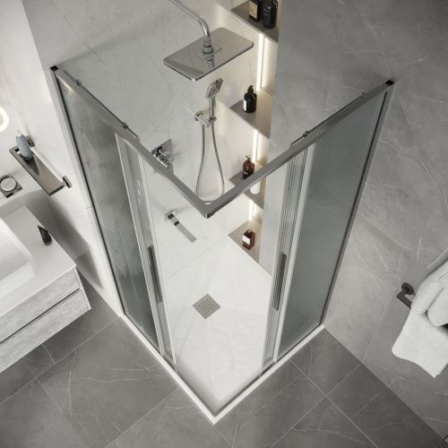 Душевой уголок Niagara Nova NG-4623-34 90х90 стекло рифленое профиль хром без поддона - фото 5