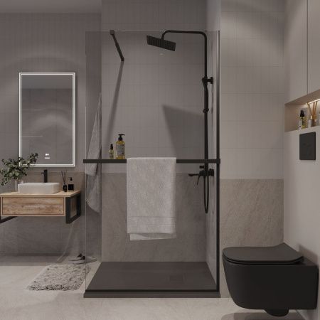 Душевая перегородка Niagara Nova NG-670-12ВLACK 120х195 стекло прозрачное профиль черный