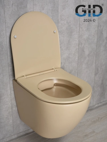 Унитаз подвесной Gid Convexo 62210Y бежевый с сиденьем микролифт безободковый смыв торнадо - фото 5