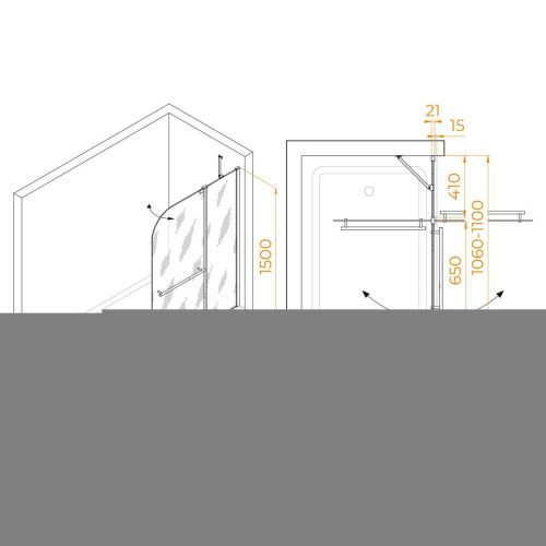Душевая шторка на ванну RGW Screens 03110311-11 110х150 стекло прозрачное профиль хром ориентация универсальная - фото 2