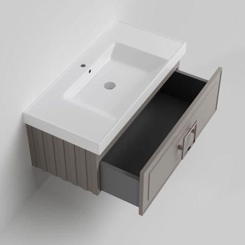 Тумба с раковиной La Fenice CUBO NFNC-01-CUB-C-100-1-100 100х50 подвесная цвет бежевый - фото 2