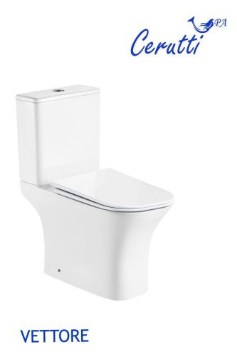 Унитаз напольный с бачком Cerutti SPA CT7192 белый с сиденьем микролифт безободковый каскадный смыв - фото 2