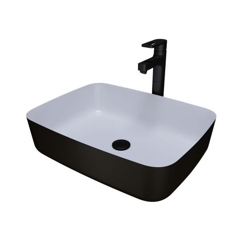 Раковина из сантехнического фаянса Grossman Color GR-4043BW 50х40 накладная цвет белый/черный без отверстий под смеситель - фото 2
