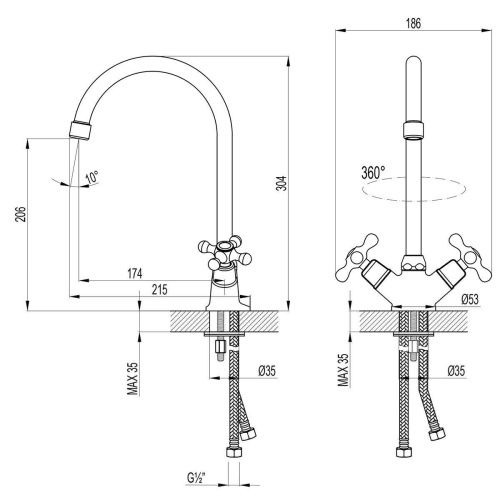 Смеситель для кухни LeMark Standard LM2105C на мойку хром - фото 2