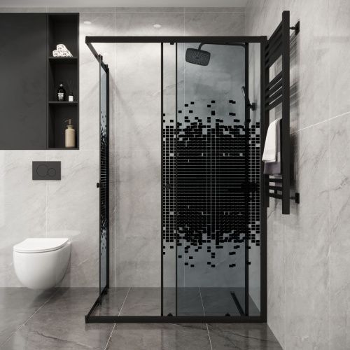 Душевой уголок Niagara Eco NG-1012-14QBLACK 115х80 стекло с рисунком профиль черный без поддона - фото 4
