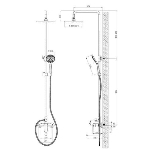 Душевая стойка Esko ST205LGGM настенная цвет оружейная сталь - фото 3