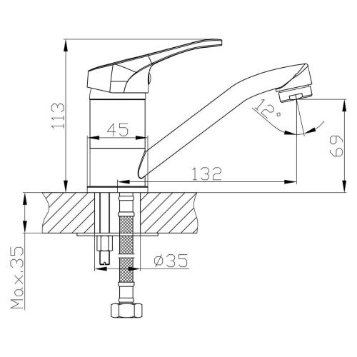Смеситель Rossinka B B35-22 на раковину хром - фото 2