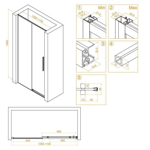 Душевая дверь RGW Stilvoll 32321211-11 110х195 стекло прозрачное профиль хром - фото 2