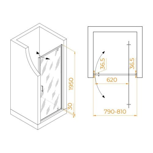Душевая дверь RGW Leipzig 711210208-11 80х195 стекло прозрачное профиль хром - фото 2