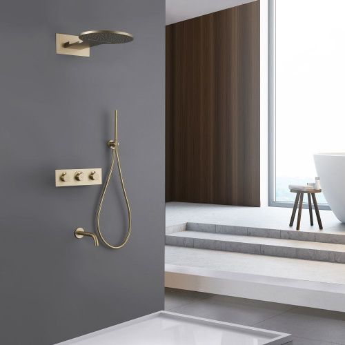 Душевая система Abber AF8150G встраиваемая в стену цвет золото с термостатом - фото 2