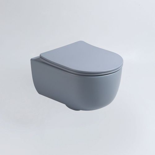 Унитаз подвесной Vincea Evo VT1-34SMO голубой с сиденьем микролифт безободковый душевой смыв - фото 2