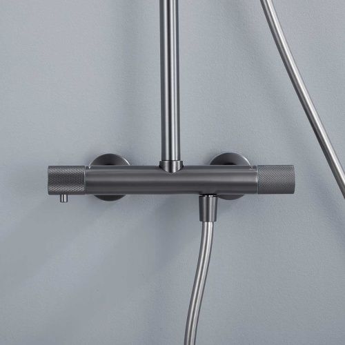 Душевая стойка Vincea Desire VSFS-1D0TGM настенная цвет вороненая сталь с термостатом - фото 5