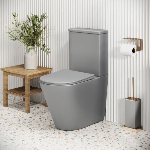 Унитаз напольный с бачком Grossman Color GR-4480GLMS светло-серый с сиденьем микролифт безободковый каскадный смыв - фото 5