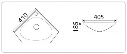 Раковина из сантехнического фаянса CeramaLux 9068B 40х40 встраиваемая цвет белый 1 отверстие под смеситель - фото 3