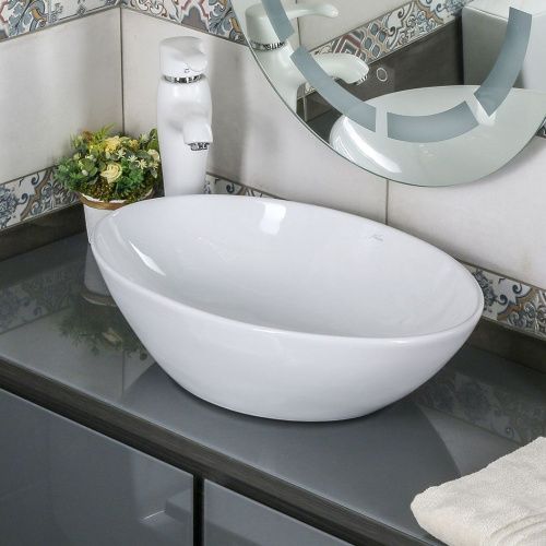 Раковина из сантехнического фарфора Melana 320361-805 60х40 накладная цвет белый без отверстий под смеситель - фото 4