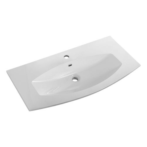 Раковина из искусственного камня Cezares 50195 100х50 подвесная цвет белый 1 отверстие под смеситель - фото 2