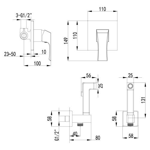 Гигиенический душ со смесителем LeMark Unit LM4519C хром - фото 2