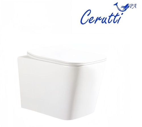 Унитаз подвесной Cerutti SPA CT10479 белый с сиденьем микролифт безободковый каскадный смыв - фото 2