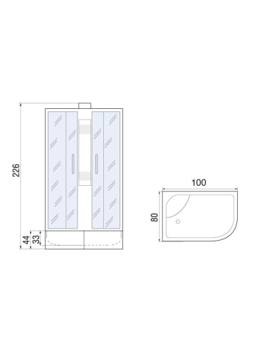 Душевая кабина River NARA 10000011841 100х80 асимметричная без крыши ориентация правая - фото 2