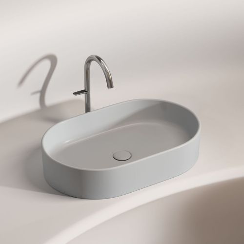 Раковина из сантехнического фарфора Ceramica Nova ELEMENT CN6048MSG 60х40 накладная цвет серый без отверстий под смеситель - фото 2