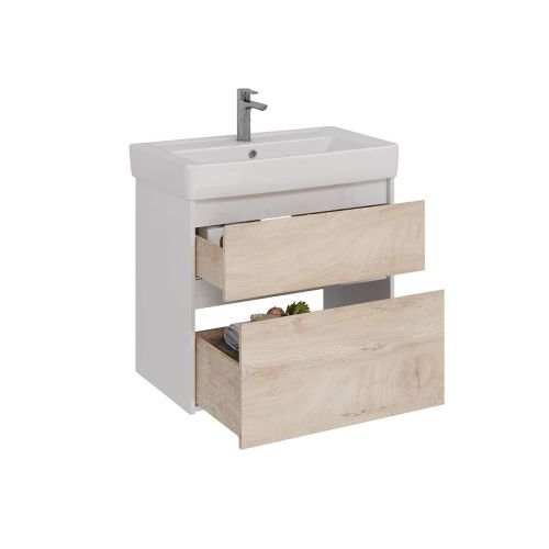 Тумба под раковину LeMark Combi LM03C80T-dub 70х40 напольная цвет бежевый/белый - фото 2