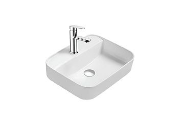Раковина из сантехнического фарфора Aquatek ВЕГА AQ5506-MW 50х40 накладная цвет белый 1 отверстие под смеситель
