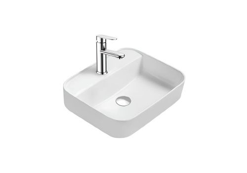 Раковина из сантехнического фарфора Aquatek ВЕГА AQ5506-MW 50х40 накладная цвет белый 1 отверстие под смеситель