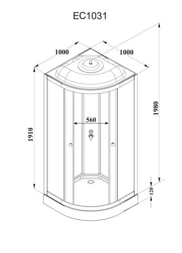 Душевая кабина Parly Classic EC1031 100х100 четверть круга с крышей ориентация универсальная - фото 4