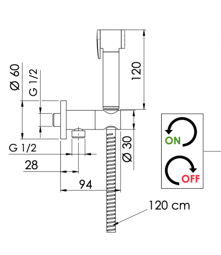 Гигиенический комплект с запорным вентилем Remer 338M332OW хром - фото 2