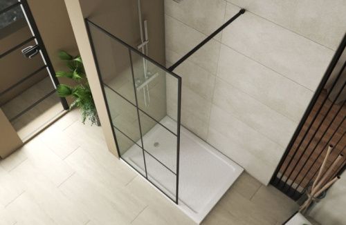 Душевая перегородка Bravat Blackline BG090.5413B 90х195 стекло прозрачное профиль черный - фото 4