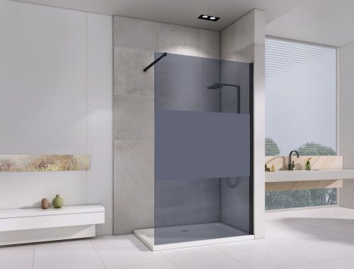 Душевая перегородка Abber Immer Offen AG69120BT 120х200 стекло с рисунком профиль черный - фото 2