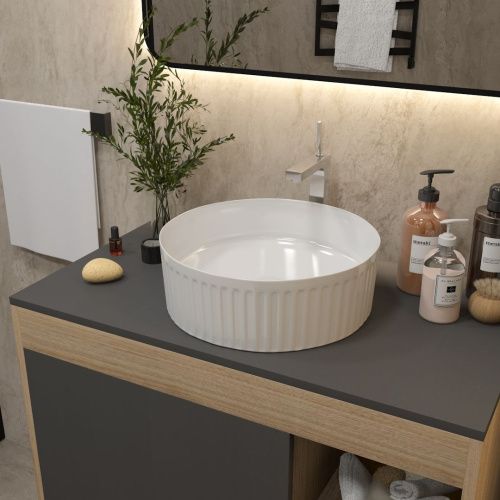 Раковина из сантехнического фарфора Teymi Martta T52102 36х36 накладная цвет белый без отверстий под смеситель - фото 5