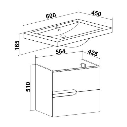 Тумба под раковину Runo СТОКГОЛЬМ 00-00001123 60х40 подвесная цвет белый - фото 4