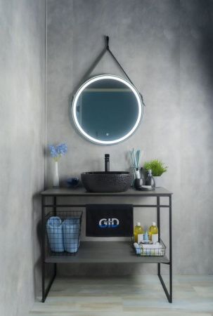 Раковина керамическая Gid 53301 40х40 накладная цвет черный без отверстий под смеситель