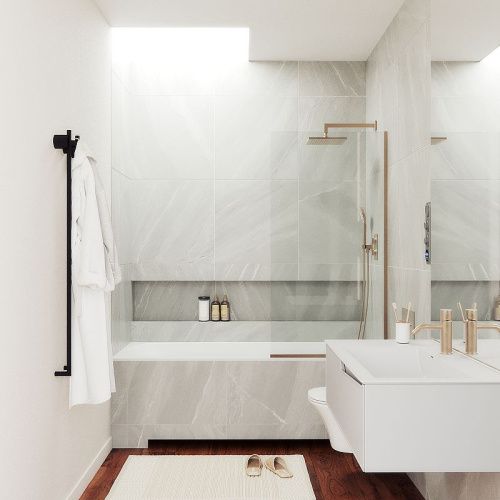 Душевая шторка на ванну Maybah Glass MGV-59-2у 60х140 стекло прозрачное профиль бронза ориентация универсальная - фото 3