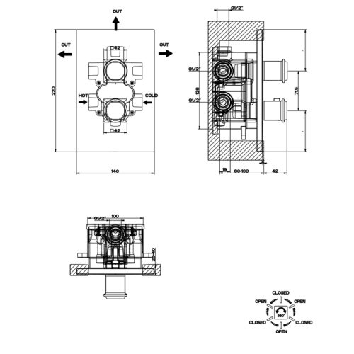 Встраиваемая часть термостатического смесителя Gessi 09269#031 - фото 2