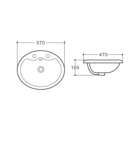 Раковина керамическая Art&Max AM6300 60х50 полувстраиваемая цвет белый - фото 2