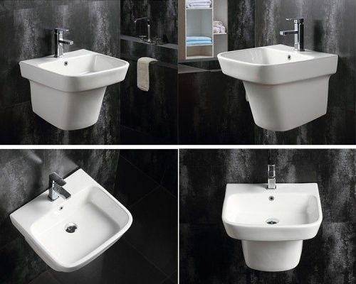 Раковина из сантехнического фаянса CeramaLux NB164 50х50 подвесная цвет белый 1 отверстие под смеситель - фото 5